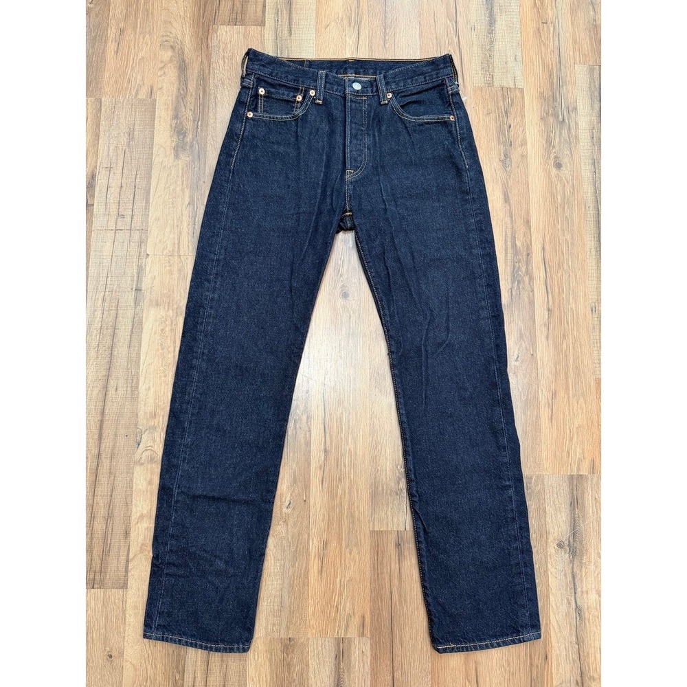 Levi's 501 Original Button Fly Jeans Dark Wash Straight Leg W29 L30 Water Less - Picture 2 of 10